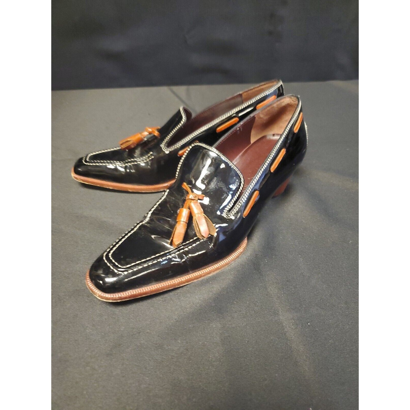 Tods Black Leather Heels With Beige Tassel Pumps Shoes Size 37/ 6.5